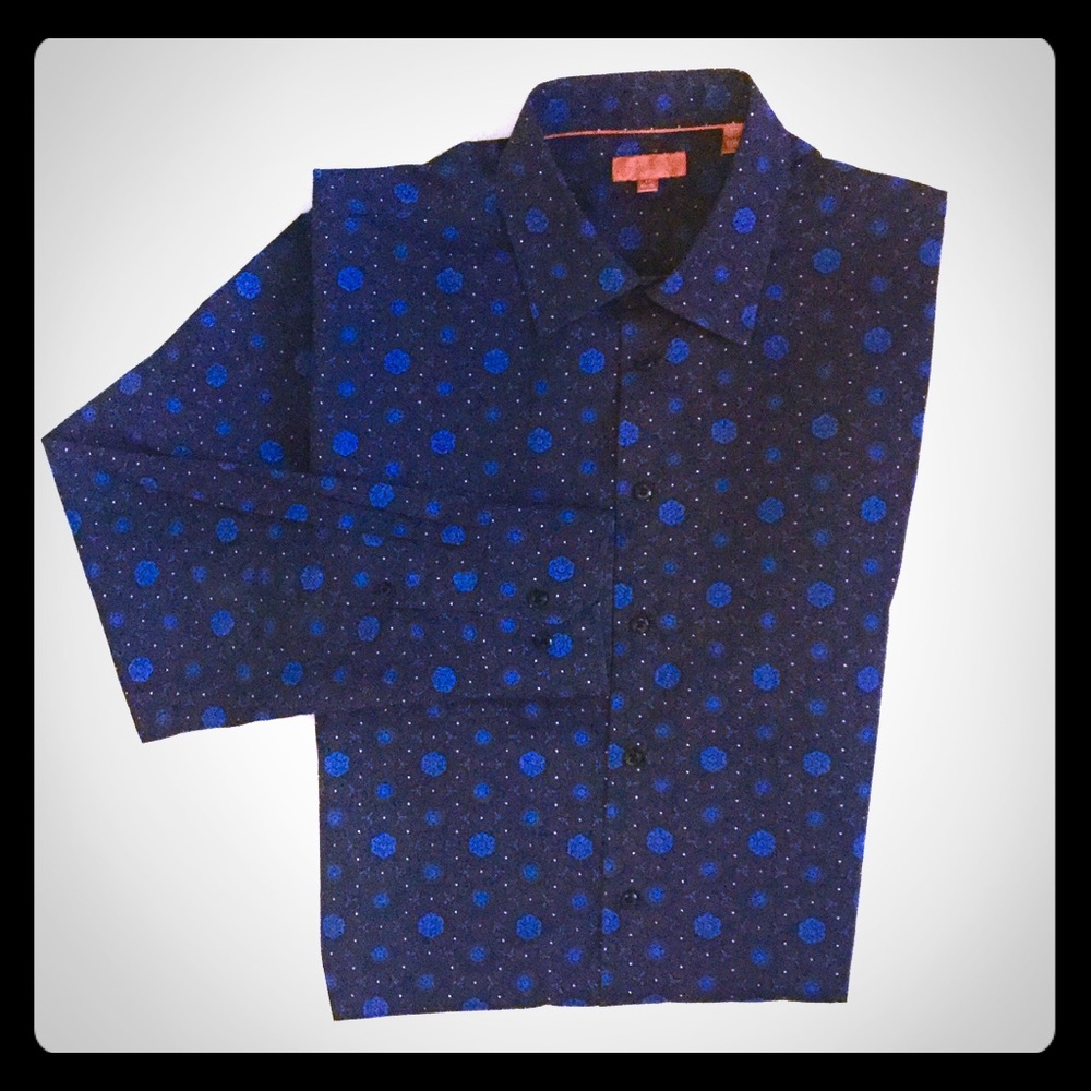 Iris patterned button-down, dress shirt